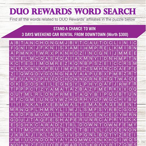 DUO Shape Run Carnival Contest 2016 - Word Search